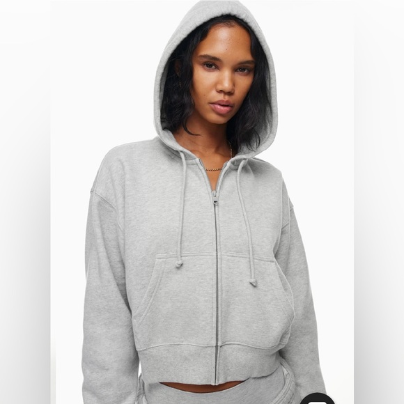 TNA Heather Chrome Cozy Sweatfleece Boyfriend Boxy Zip Hoodie - Picture 3 of 5